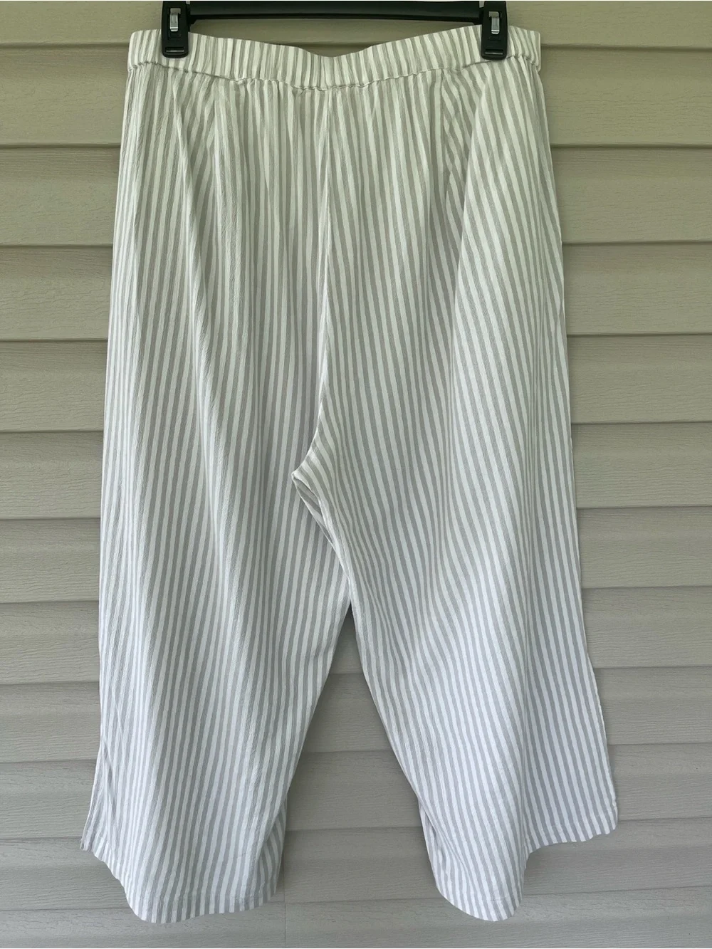 Fresh Produce White & Beige Striped Wide Leg Cropped Pants Size 1X